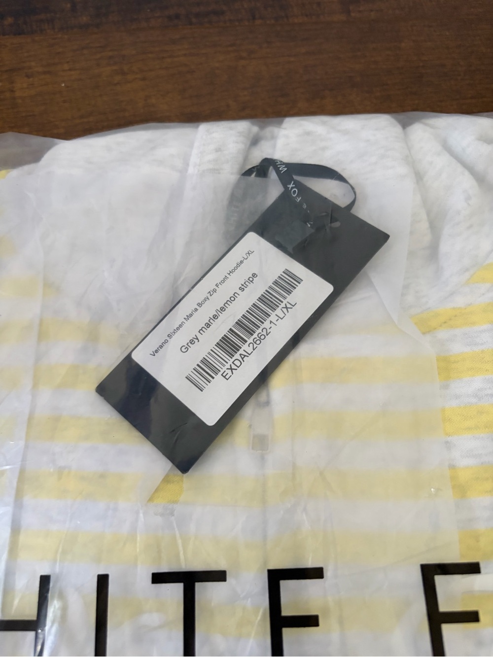 NWT White Fox Verano Sixteen Maria Boxy Zip Front Hoodie Grey Marle/Lemon Stripe - Picture 7 of 8